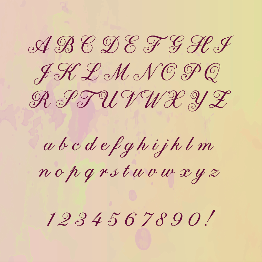 Alphabets of perfume script font
