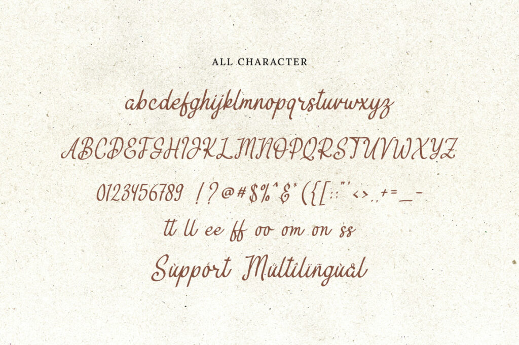 Abcastle A Vintage Script Font Character Set