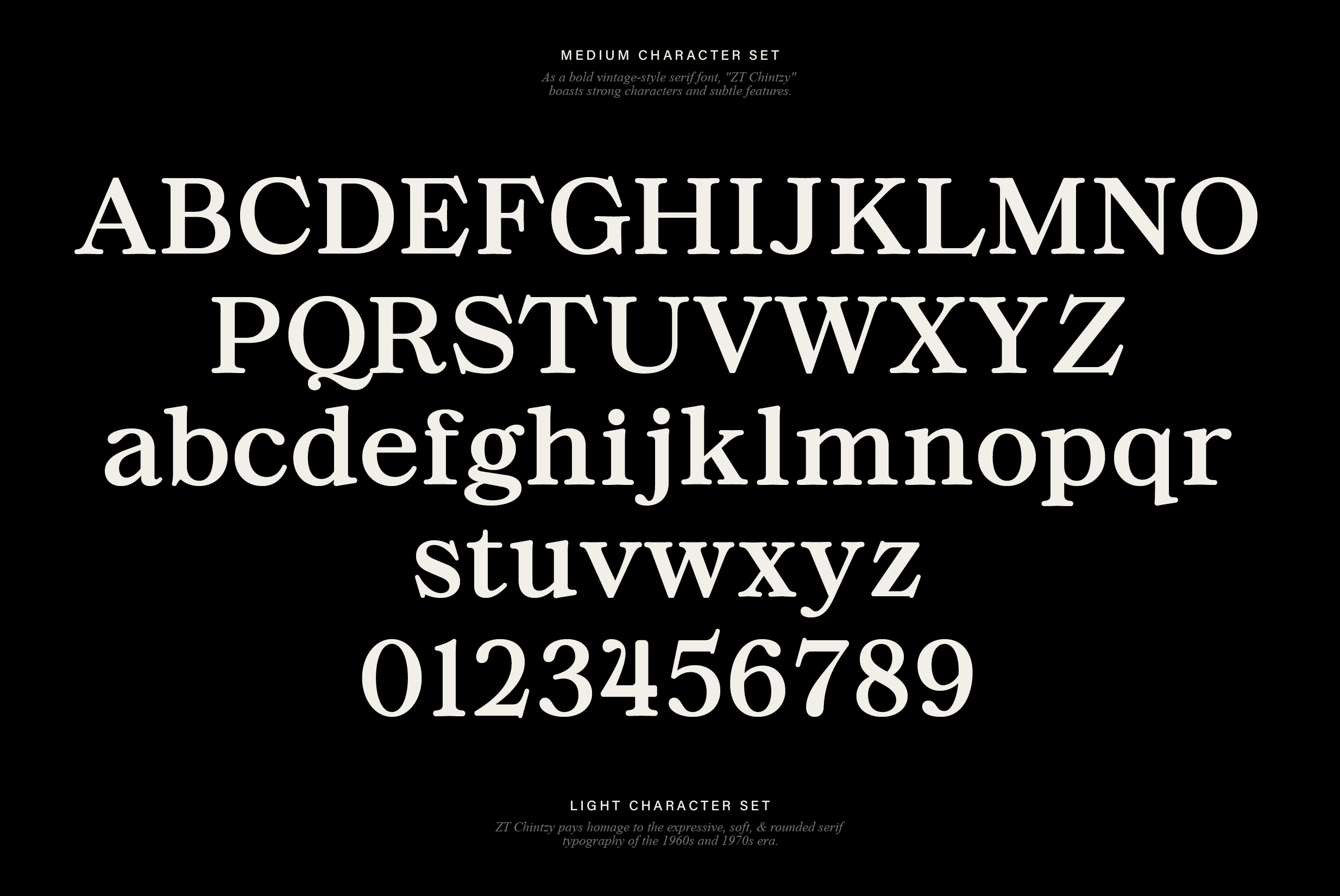 ZT chintzy a stylish serif font character set