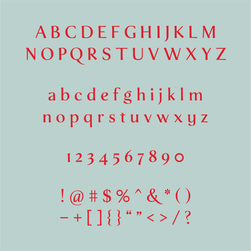 letters and symbols of unique display font 