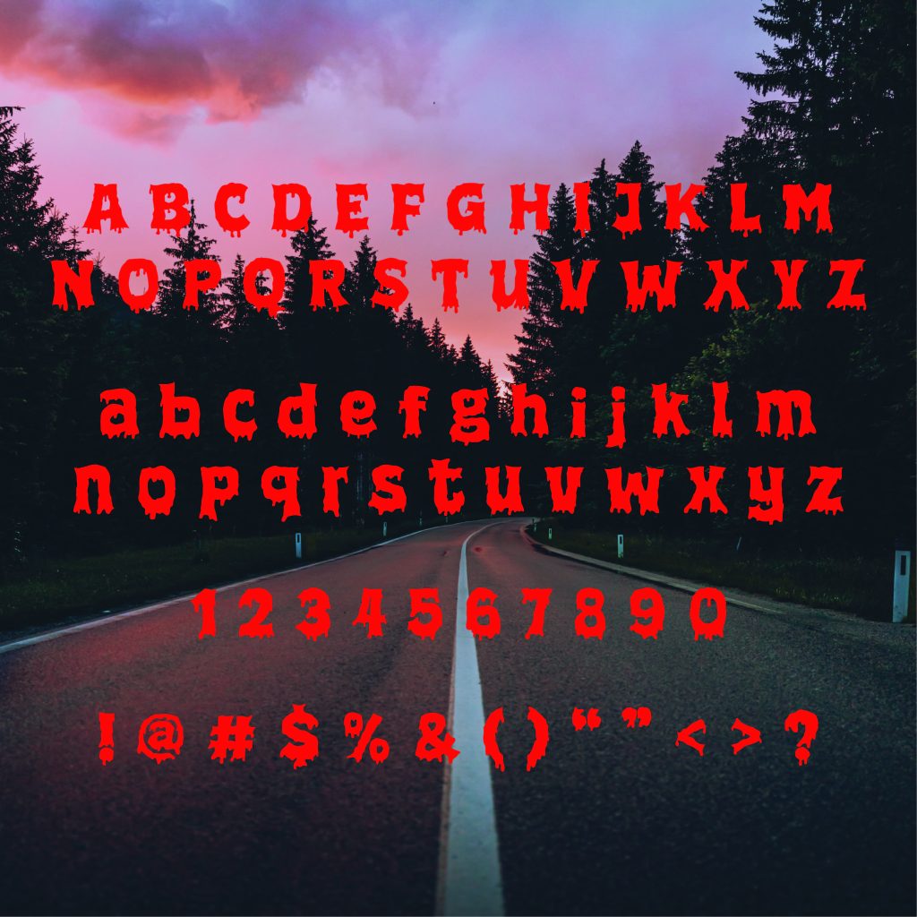 Super Mystery: A Horror Display Font Character Set Numbers