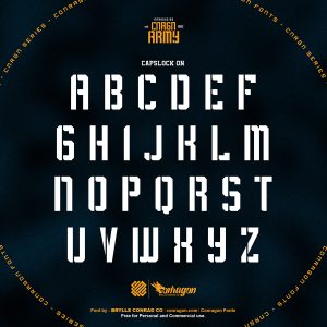 CORGN ARMY: A Bold, Free, and Stencil Font Uppercase Letters