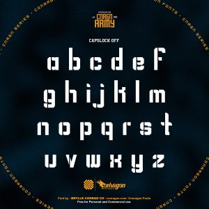 CORGN ARMY: A Bold, Free, and Stencil Font Lowercase Letters