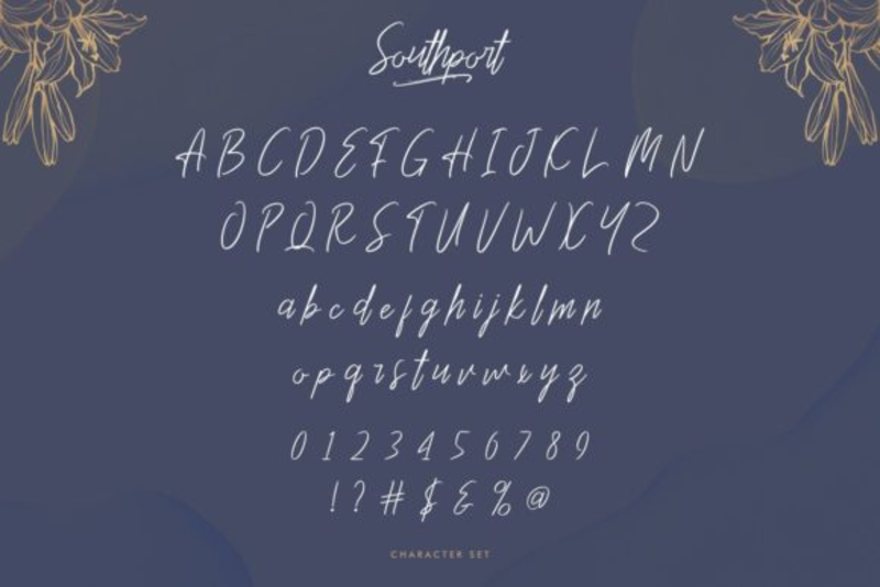 New Calligraphy Fonts: Southport Character Set